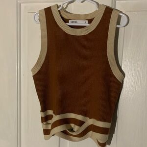 Brown and Cream Knit Tank Top